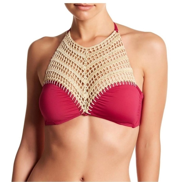 The Bikini Lab Other - The Bikini Lab Crochet High Neck Halter Bikini Top